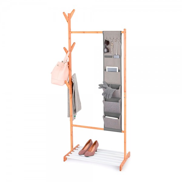 colgador bambú con organizador y repisa para zapatos 167x65x38cm jobgar